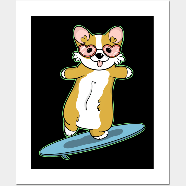 Corgi Surfer Wall Art by IhateDumplings